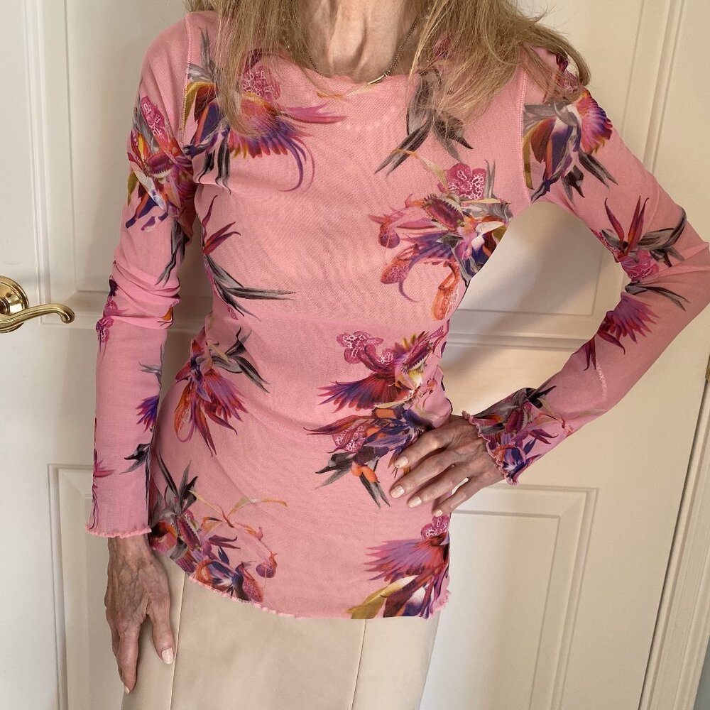 Pink floral print Fuzzi Woman's Top